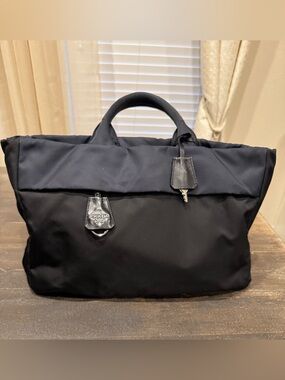 PRADA Tessuto Nylon Line - Black and Blue  LGE/ X- Large Tote Handbag